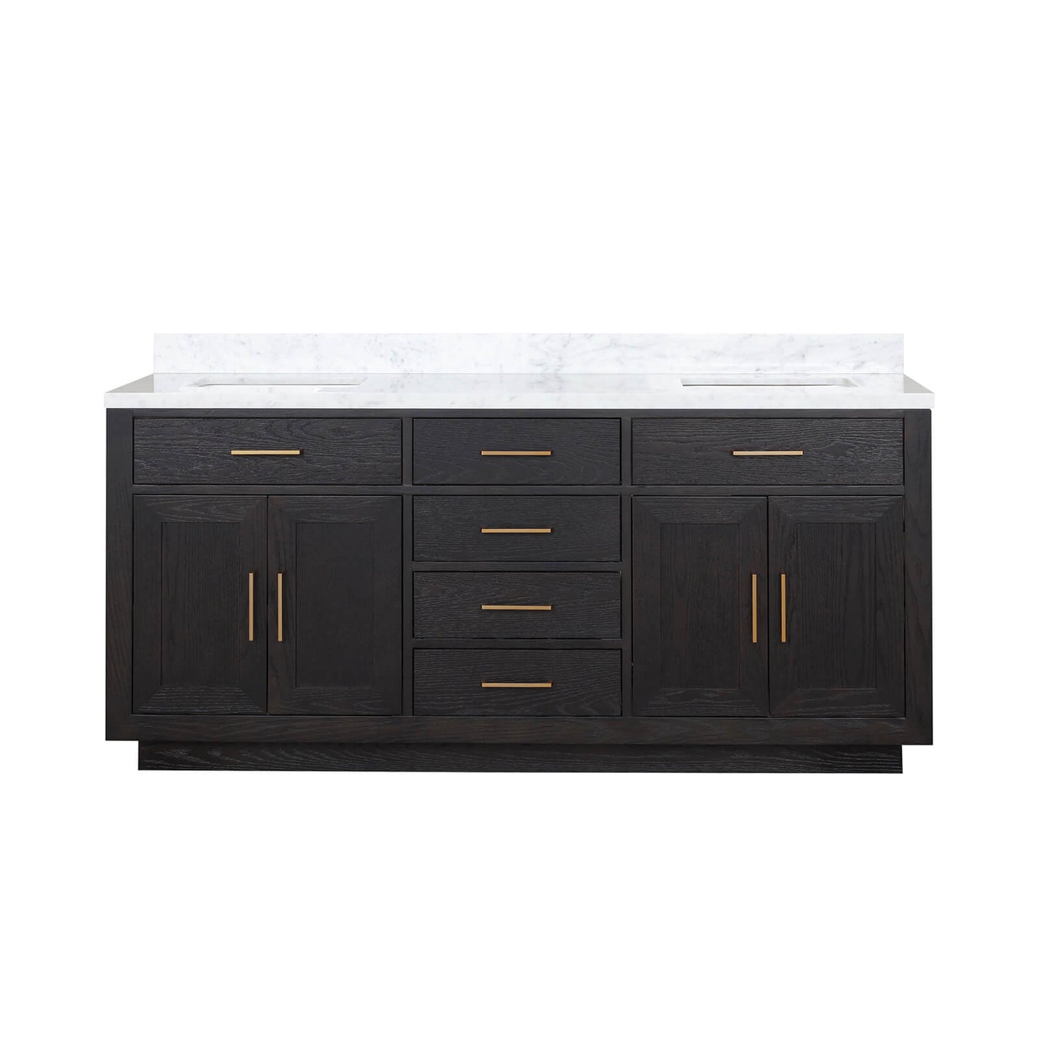 72&quot; Black Oak Bathroom Vanity with Toe Kick