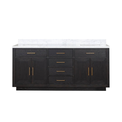 72&quot; Black Oak Bathroom Vanity with Toe Kick
