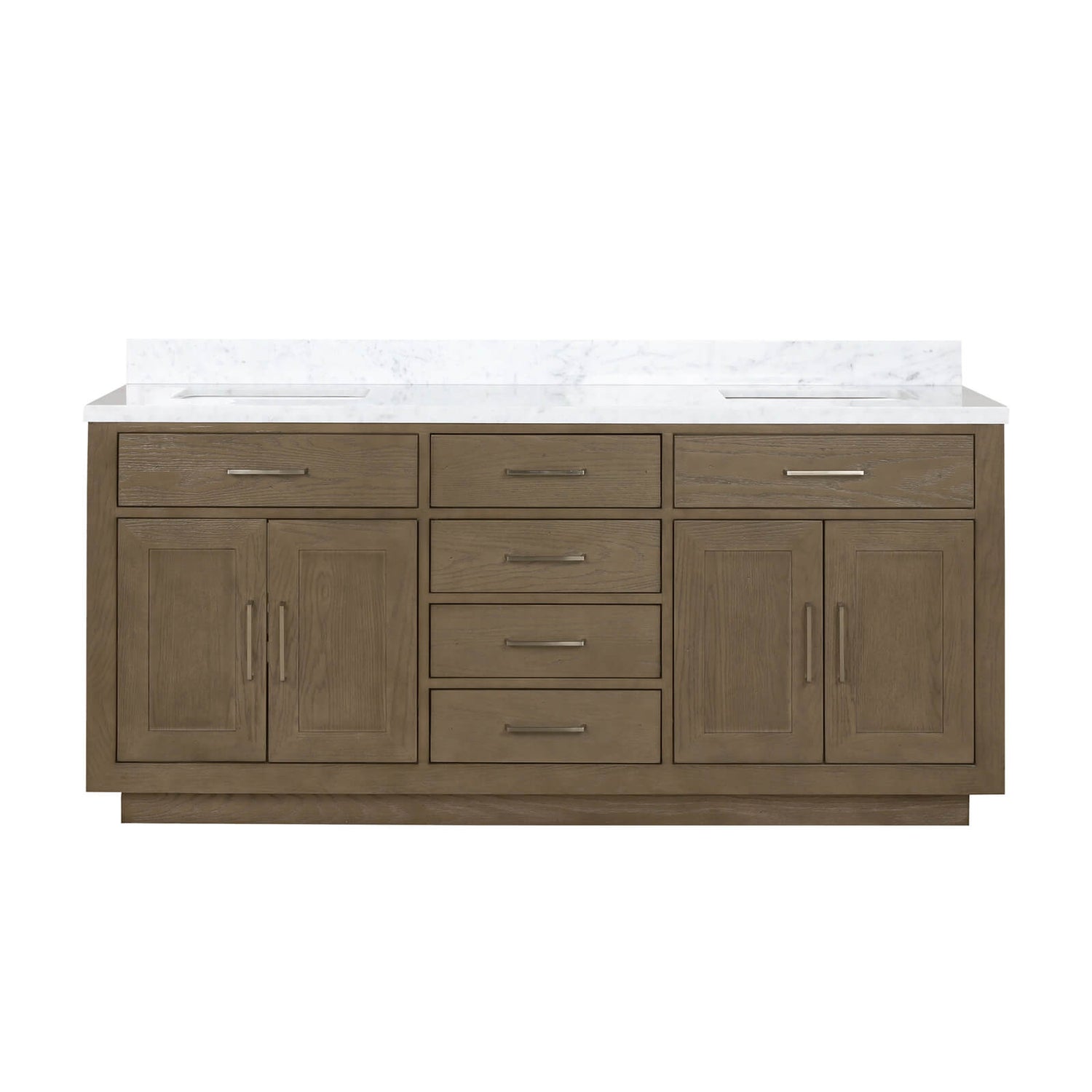 72 inch gray oak bathroom vanity front view
