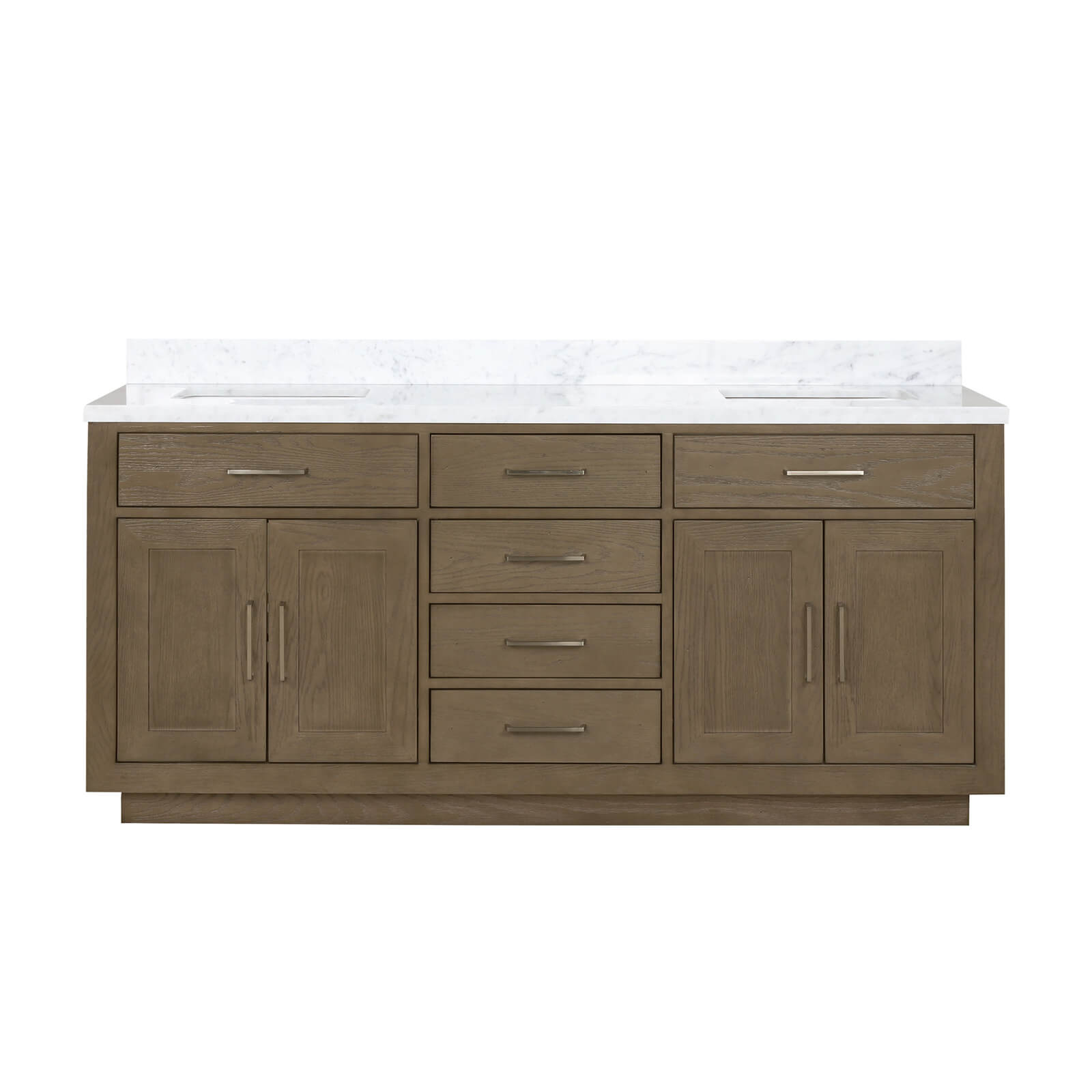 72 inch gray oak bathroom vanity front view