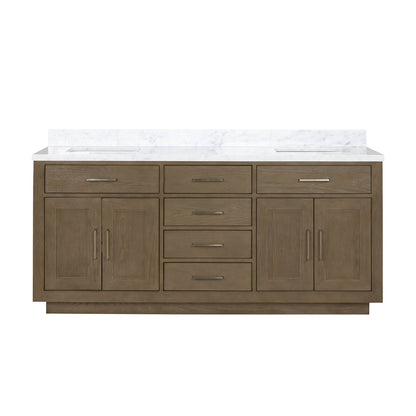 72 inch gray oak bathroom vanity front view