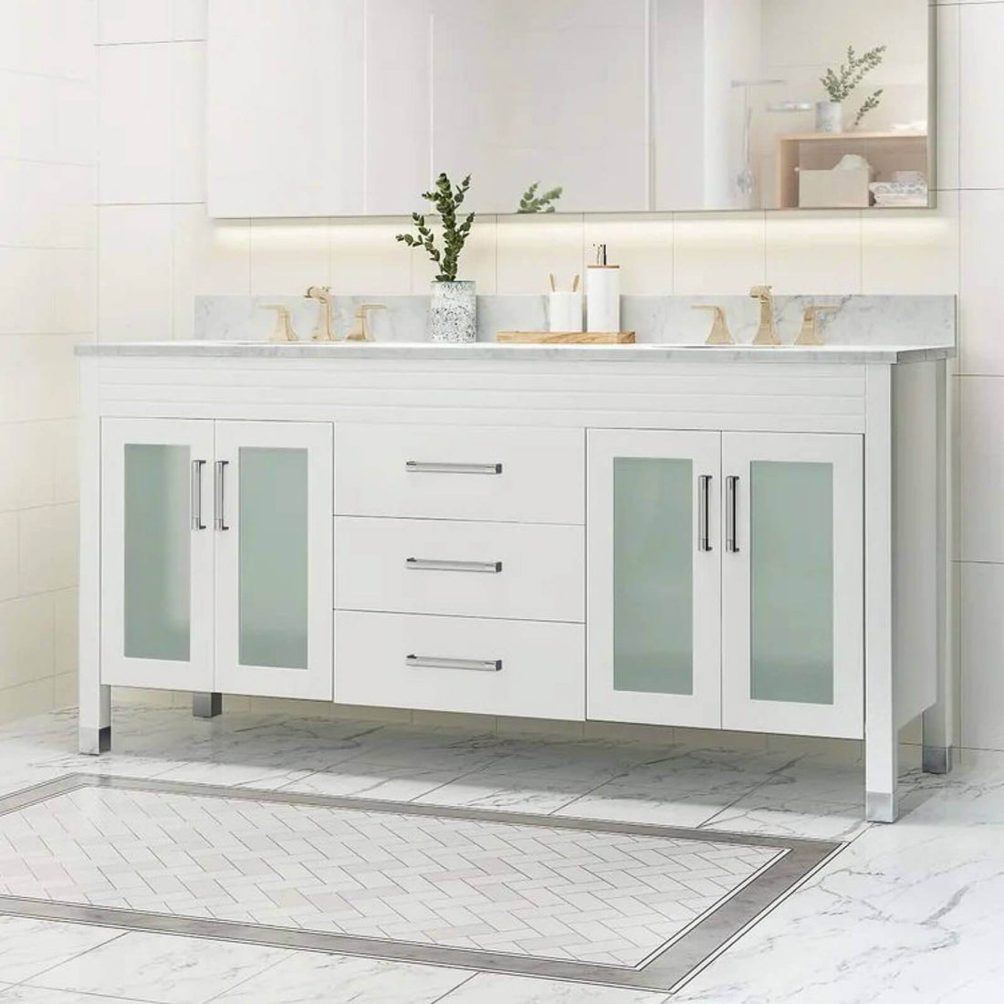 73 inch Extra-Large Double Sink Vanity with Marble Top