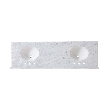 73 inch Oversized Double Sink Vanity with Marble Countertop Top View