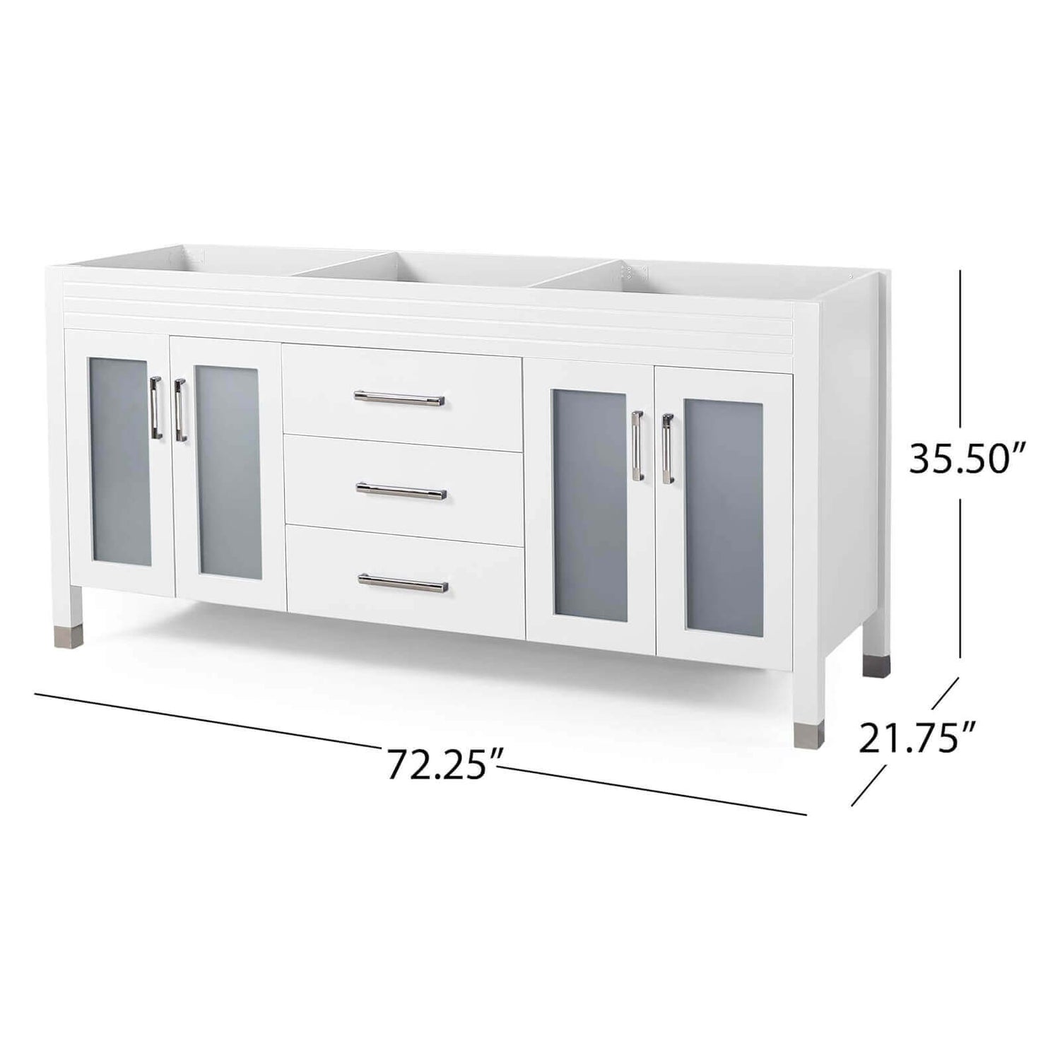 73 inch Oversized Double Sink Vanity with Marble Top Base Cabinet Dimensions Specifications