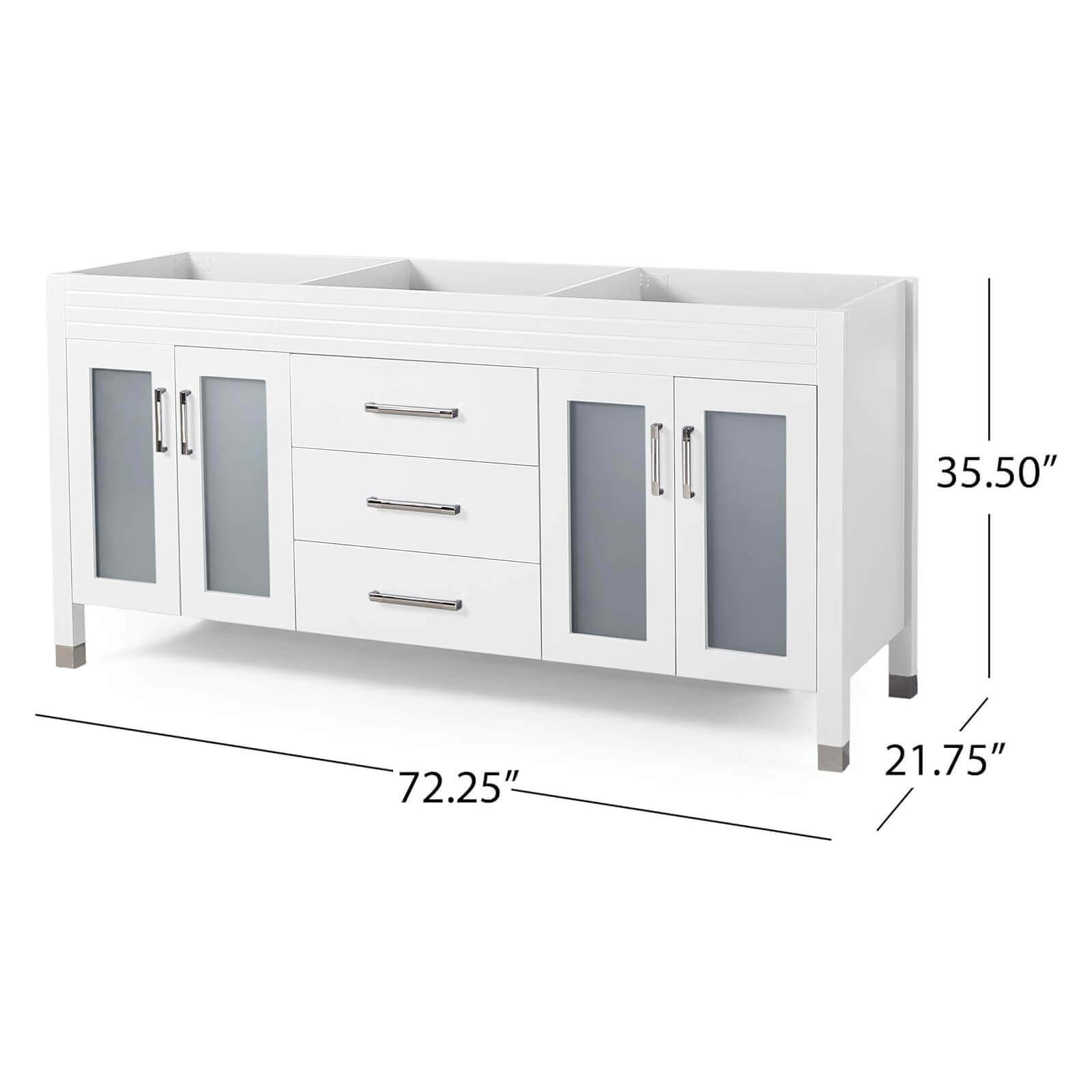 73 inch Oversized Double Sink Vanity with Marble Top Base Cabinet Dimensions Specifications