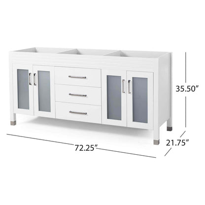 73 inch Oversized Double Sink Vanity with Marble Top Base Cabinet Dimensions Specifications