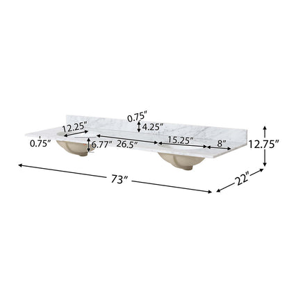 73 inch extra large double sink vanity marble countertop dimensions and specifications
