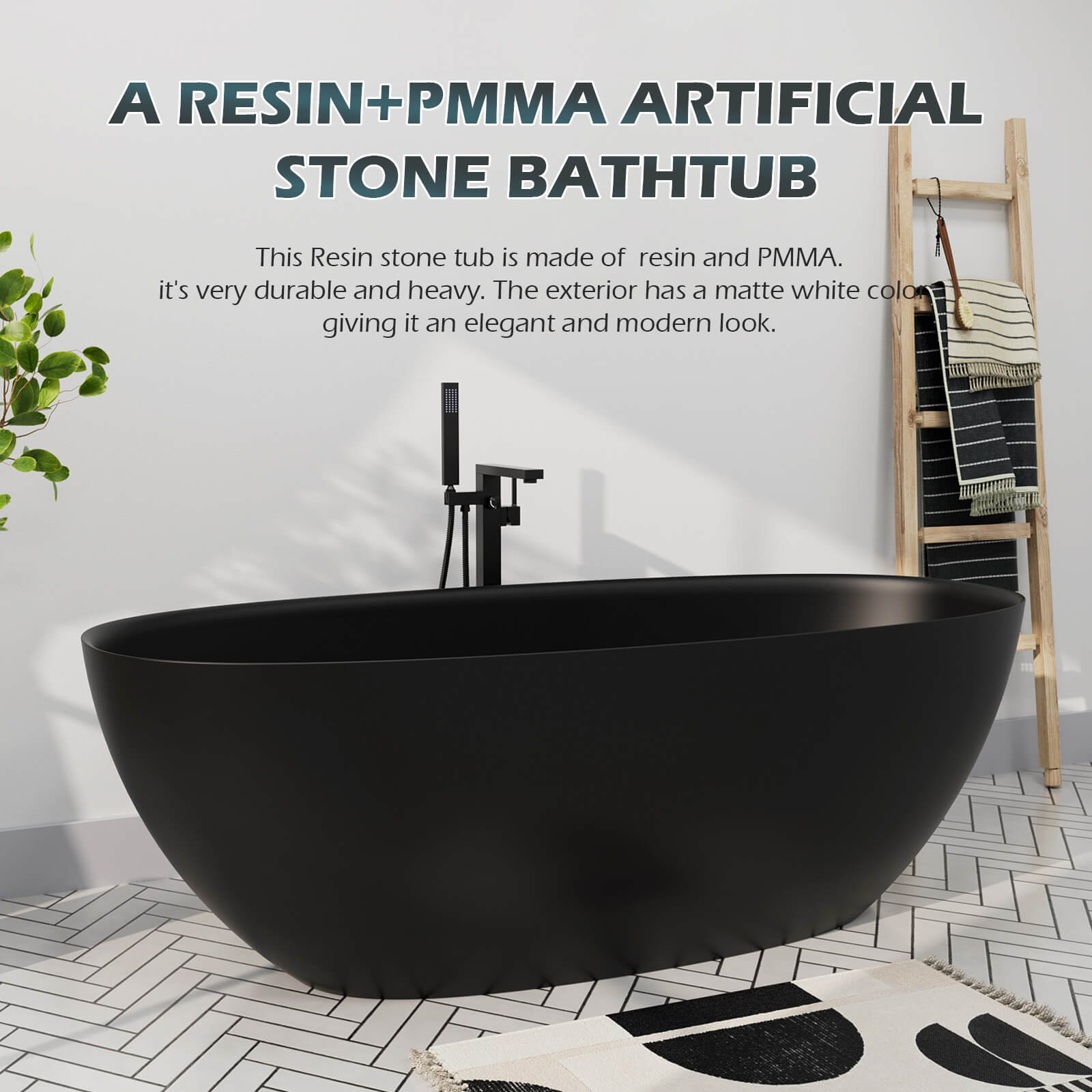 Stone resin round bathtub material description