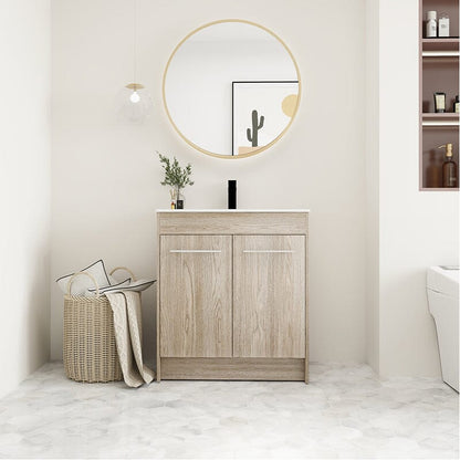 30-Inch Freestanding Bathroom Vanity with Sink and Soft-Close Doors