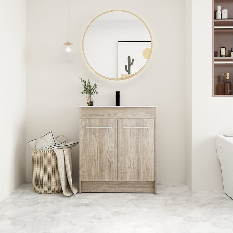 30-Inch Freestanding Bathroom Vanity with Sink and Soft-Close Doors