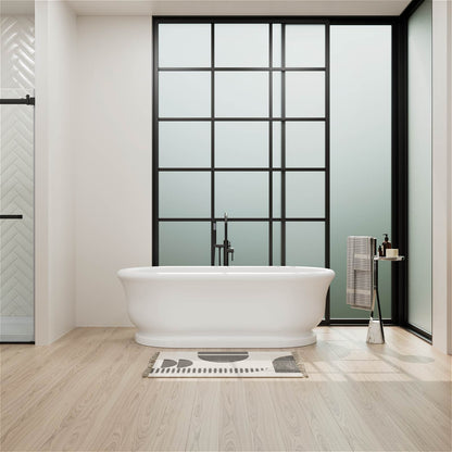 67" Matte White French Vintage Freestanding Pedestal Tub in Solid Surface