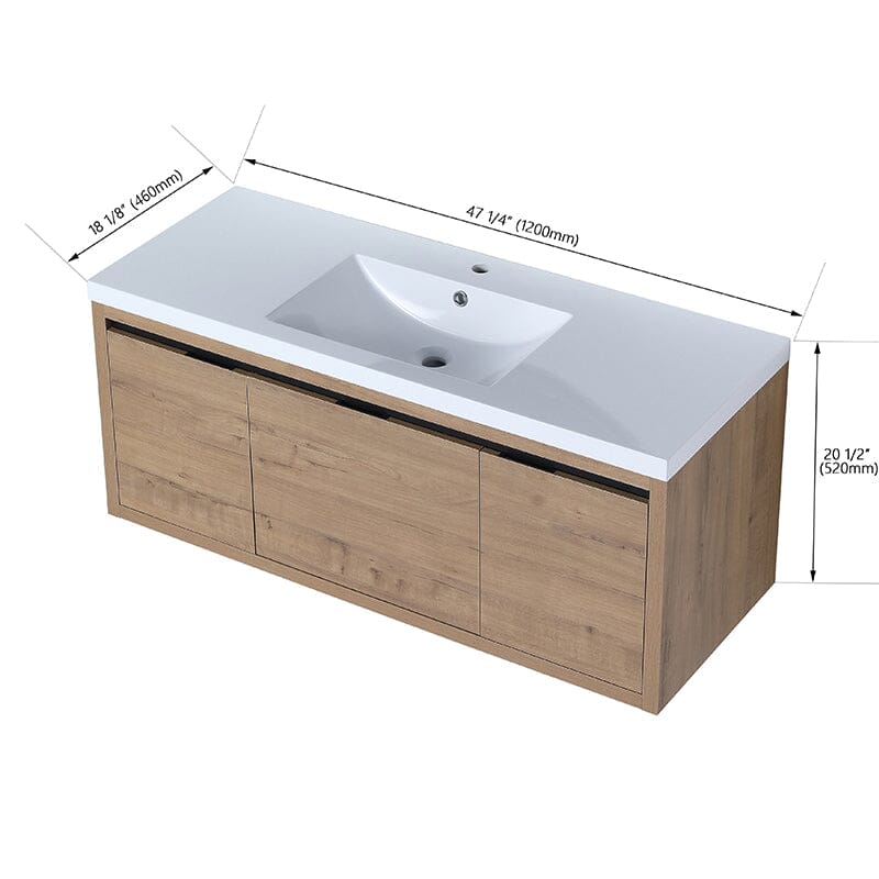 48-Inch Large Countertop Bathroom Vanity with Sink Floating Mount Soft-Close Drawers