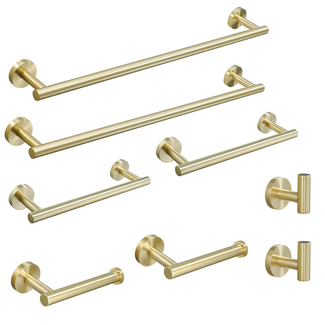 8-Piece Stainless Steel Brushed Gold Bathroom Hardware Set