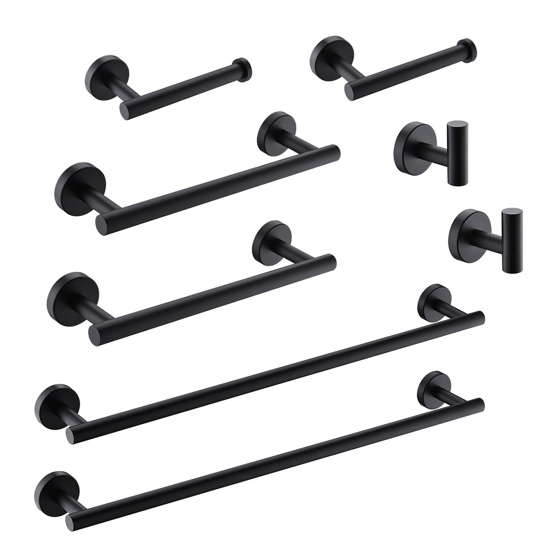 8-Piece Stainless Steel Matte Black Bathroom Hardware Set