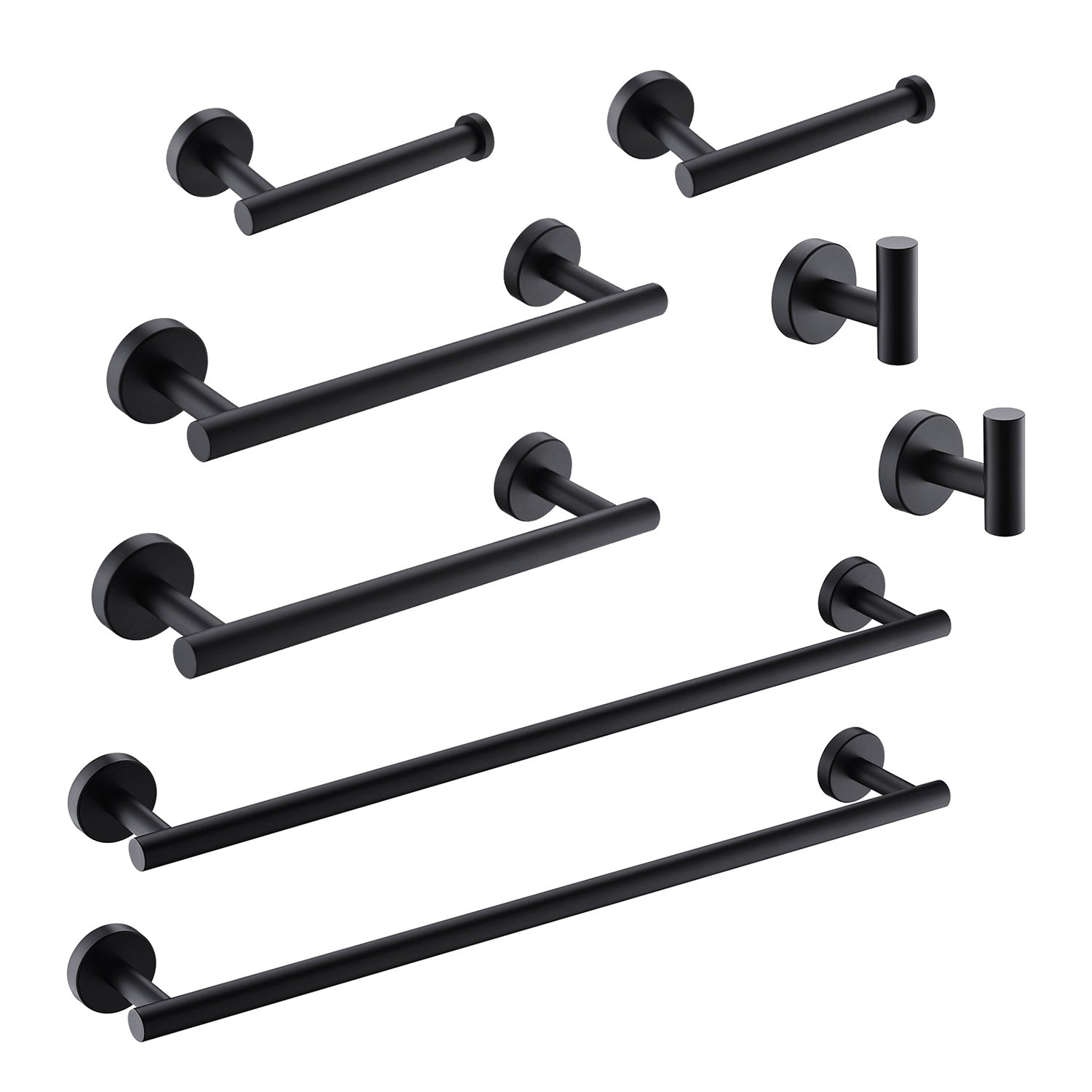 8-Piece Stainless Steel Matte Black Bathroom Hardware Set