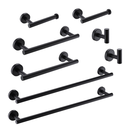 8-Piece Stainless Steel Matte Black Bathroom Hardware Set