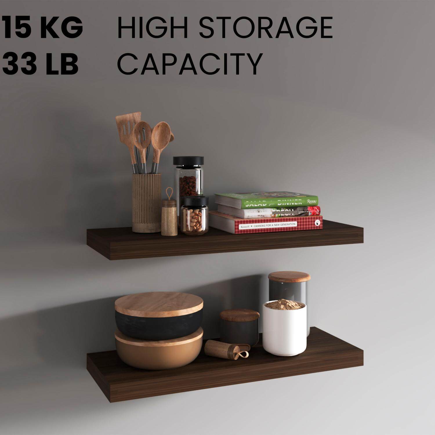 31.5" Dark Oak Floating Shelf for Bathroom Storage (Set of 2)