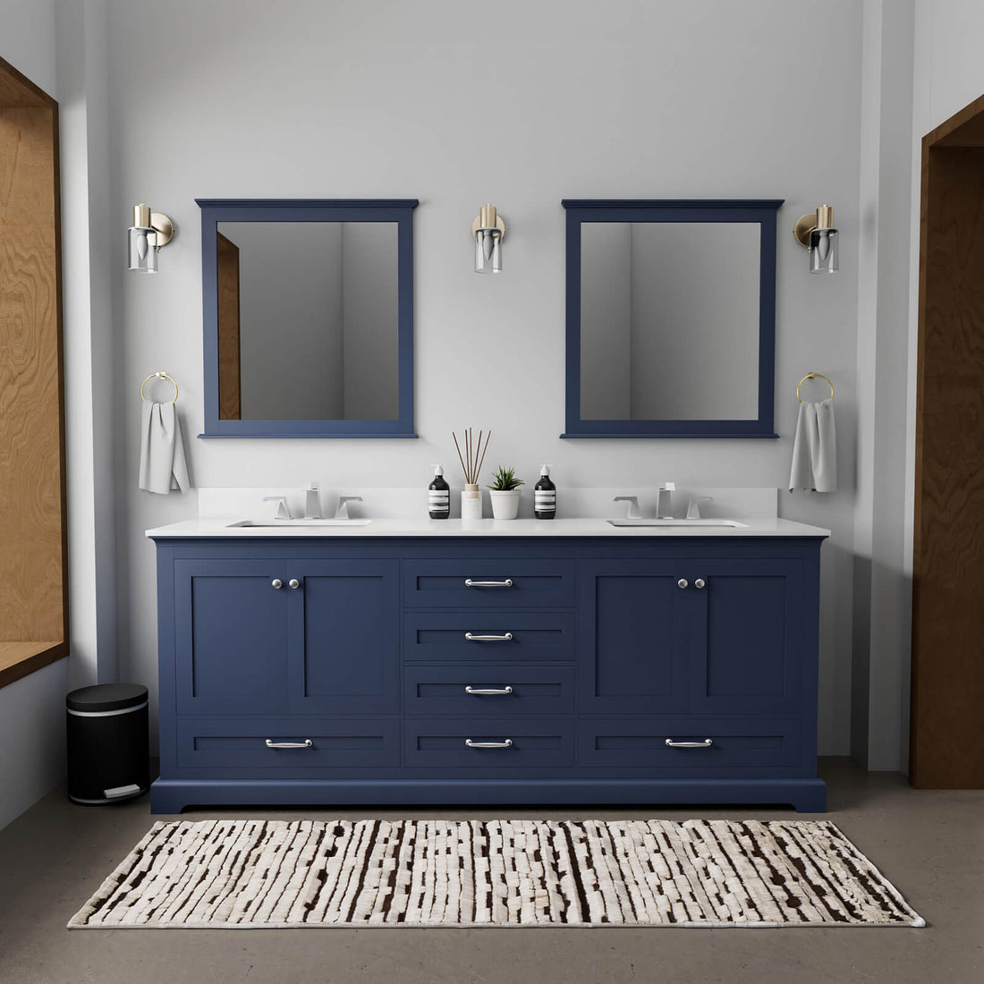 80 inch Blue Vanity with Cultured Marble Top and Backsplash