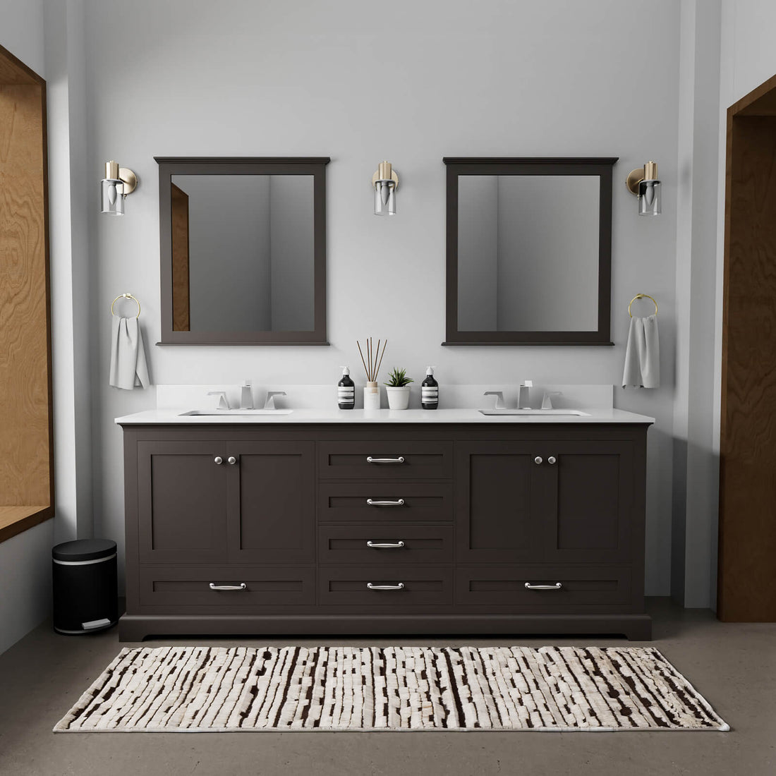80 inch Espresso Vanity with Cultured Marble Top and Backsplash