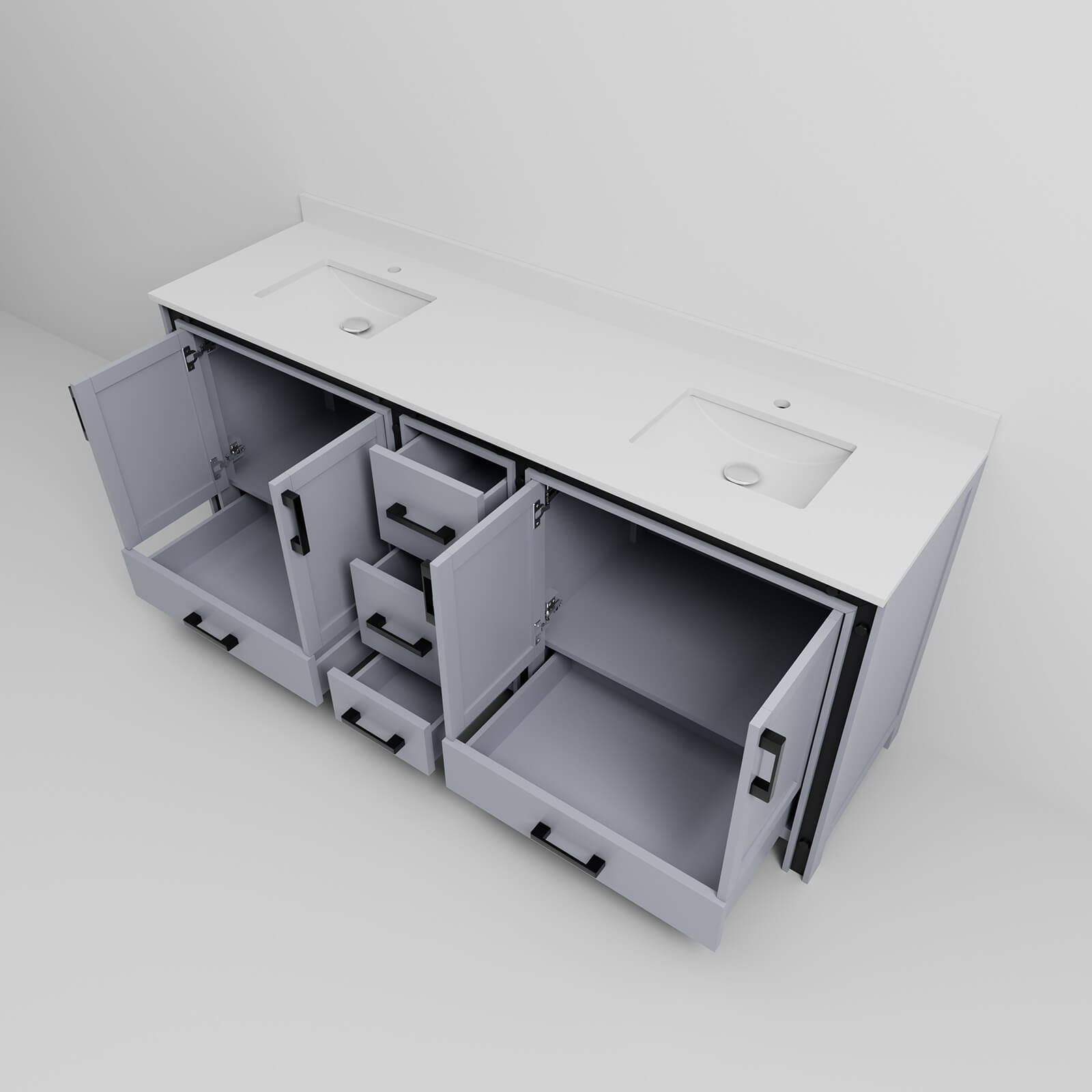 80 inch gray double sink freestanding bathroom vanity with quartz countertop