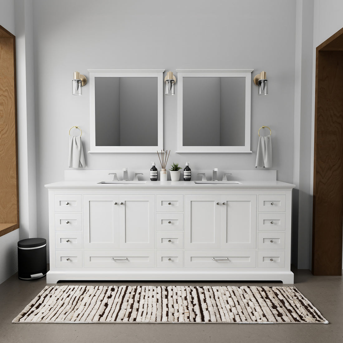 84 inch White Double Vanity with Cultured Marble Countertop
