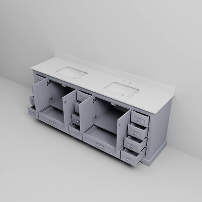 84 inch double bathroom cabinet with marble style top