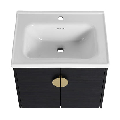 24 Inch Small Bathroom Vanity Cabinets With Sink Float Mounting Design,Soft Close Doors