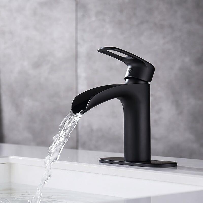 Waterfall Single Hole Single-Handle Bathroom Sink Faucet with Pop-up Drain Assembly