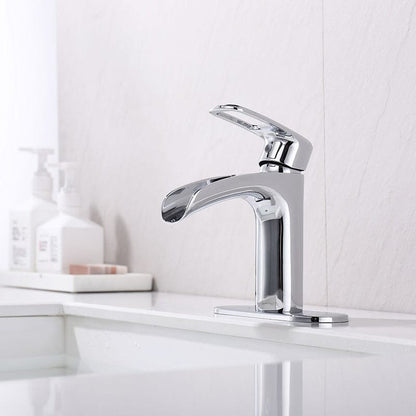 Waterfall Single Hole Single-Handle Bathroom Sink Faucet with Pop-up Drain Assembly