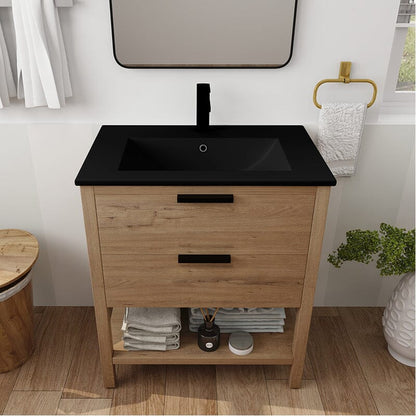 30-inch Freestanding Plywood Bathroom Vanity With Tops and 2 Drawers