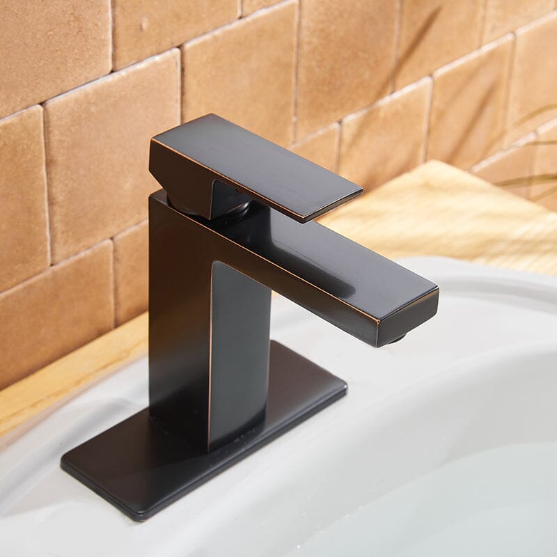 Modern single hole oil rubbed bronze sink faucet for bathroom