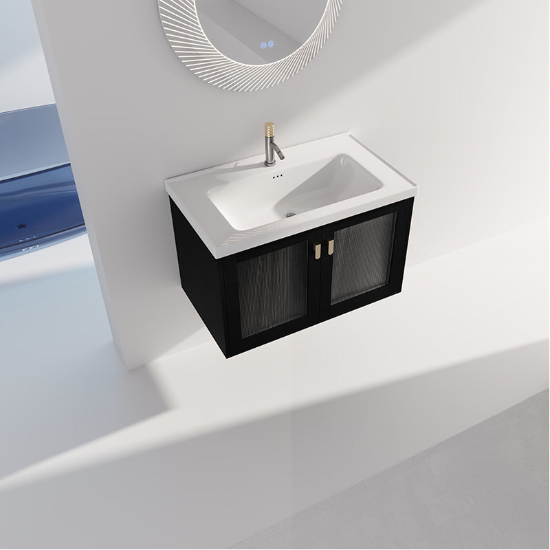 Wall-Mounted Black Single Sink Bathroom Vanity