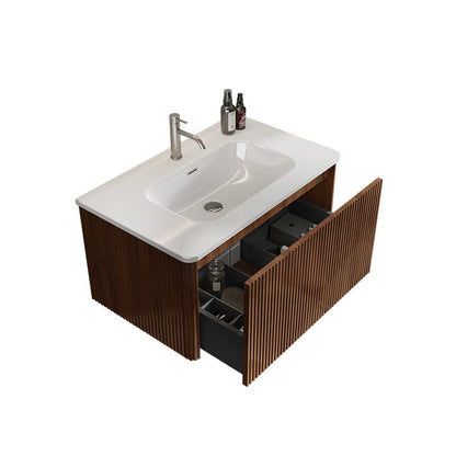 Giving Tree 30&quot; Wooden Striped Modern Bathroom Vanity with Sink, Wall-mounted