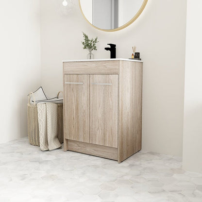 24-inch Freestanding Soft-Close Bathroom Vanity Cabinet with Sink