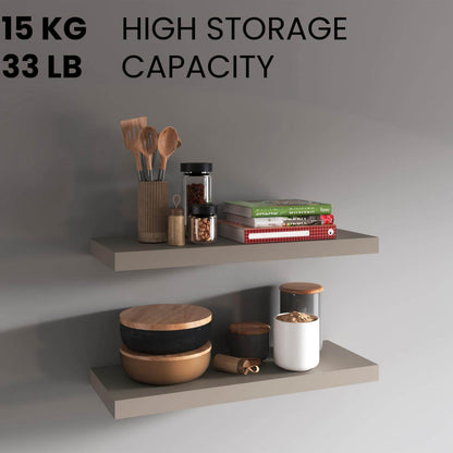 31.5" Taupe Floating Shelves for Bathroom Storage (Set of 2)