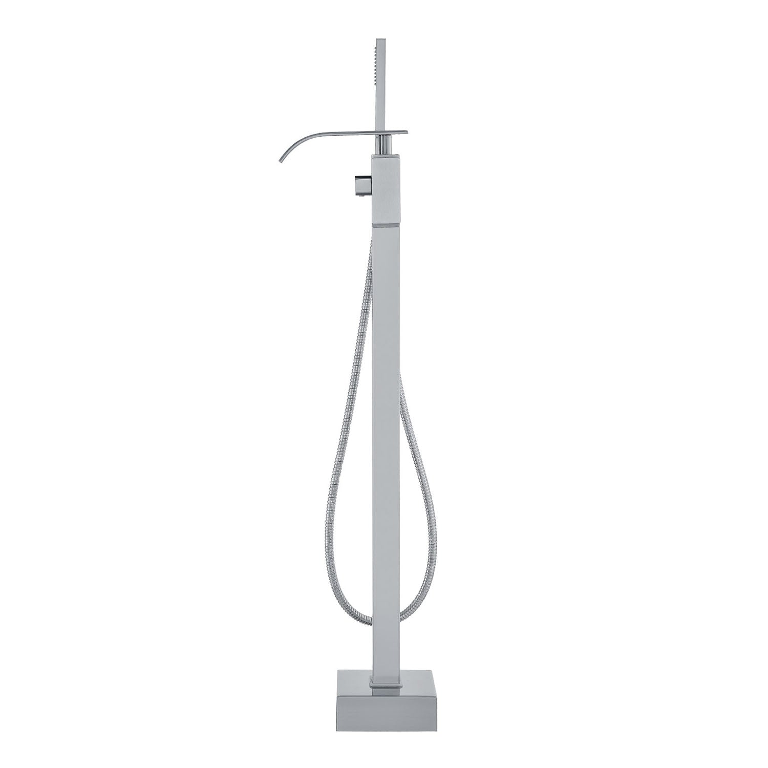 Bathroom Freestanding Tub Filler Faucet with Hand Shower Silver
