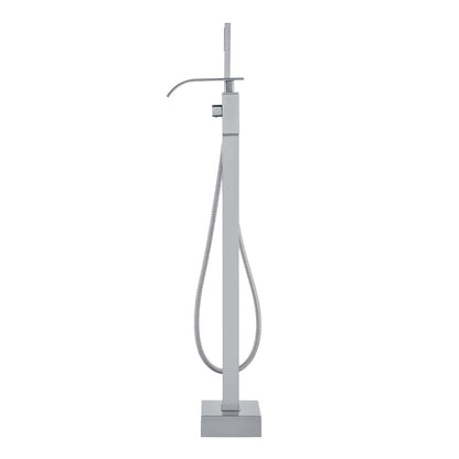 Bathroom Freestanding Tub Filler Faucet with Hand Shower Silver