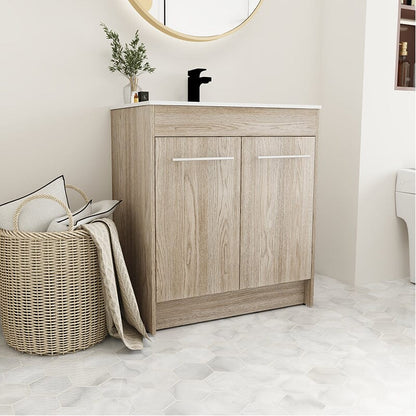 30-Inch Freestanding Bathroom Vanity with Sink and Soft-Close Doors