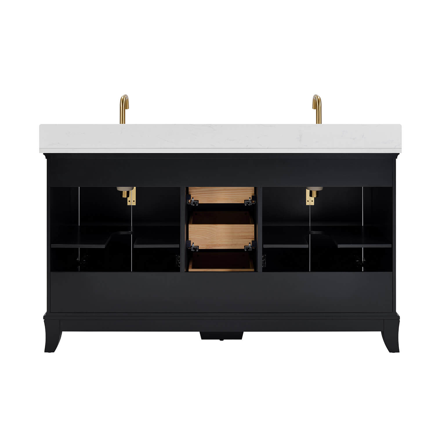 Mueble de baño de roble blanco de 48" con lavabo de resina y puertas de armario con cierre suave.