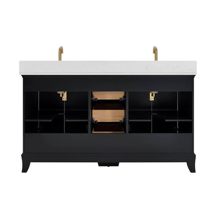 Mueble de baño de roble blanco de 48" con lavabo de resina y puertas de armario con cierre suave.