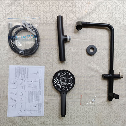 8" Wandstangen-Duschset mit 360° drehbarem zylindrischem 3-Strahl-Duschkopf und 6-Strahl-Handbrause