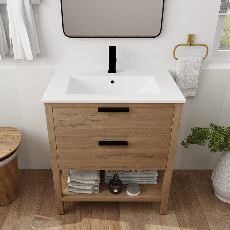 30-inch Freestanding Plywood Bathroom Vanity With Tops and 2 Drawers