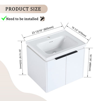 Giving Tree 24&quot; Small Bathroom Vanity with Sink, Wall-mounted, Soft Close Doors
