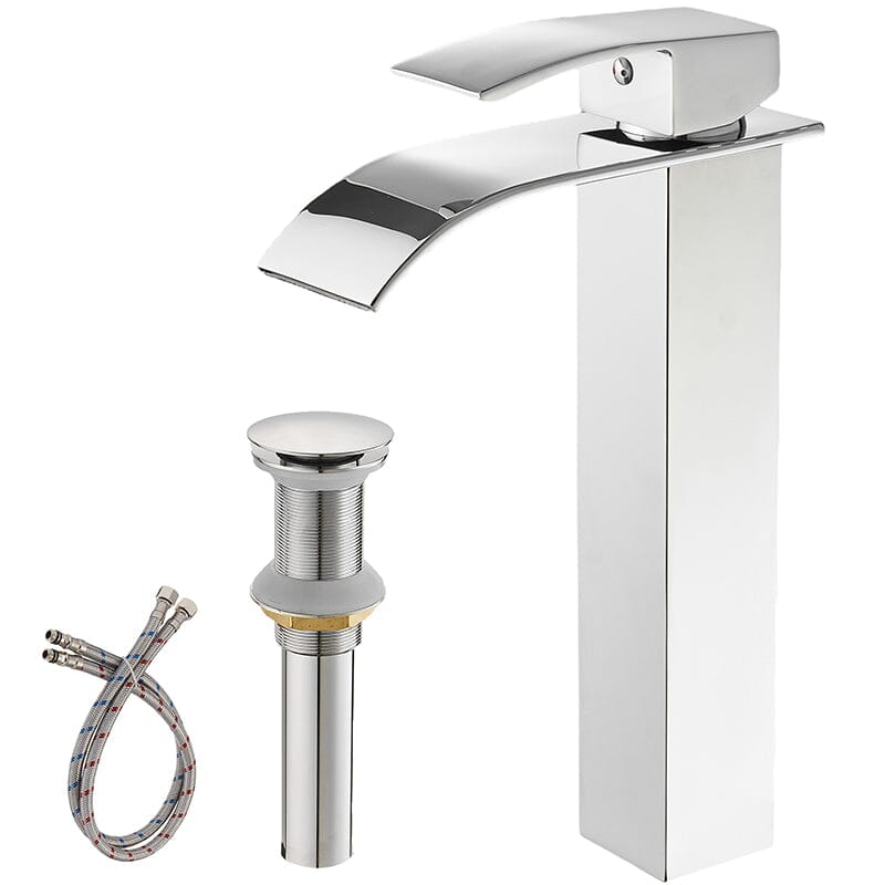 Waterfall Single Hole Single Handle Bathroom Sink Faucet With Pop-up Drain Assembly