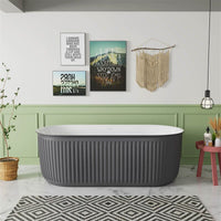 67'' Oval Acrylic Fluted Bathtub Double Ended Freestanding Soaking Tub