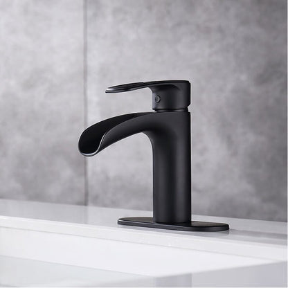 Waterfall Single Hole Single-Handle Bathroom Sink Faucet with Pop-up Drain Assembly