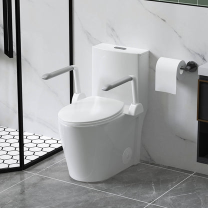 ADA Height Toilet with Anti Slip Grab Bars