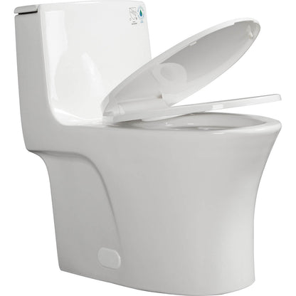 ADA height one piece dual flush ceramic toilet in modern bathroom