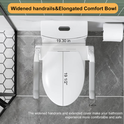 ADA toilet with carbon steel rails for enhanced balance and safety
