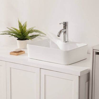 Above counter ceramic sink with sleek modern white design